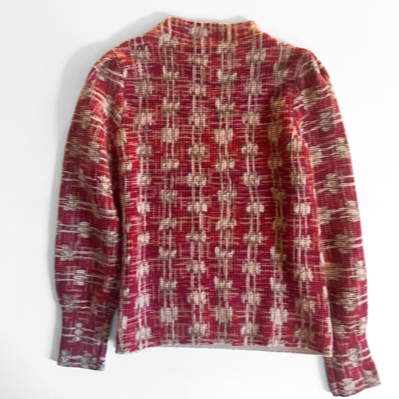 NIC+ZOE Waffle Stitch Stamp Sweater Red Multi Size Large EUC - Picture 2 of 7
